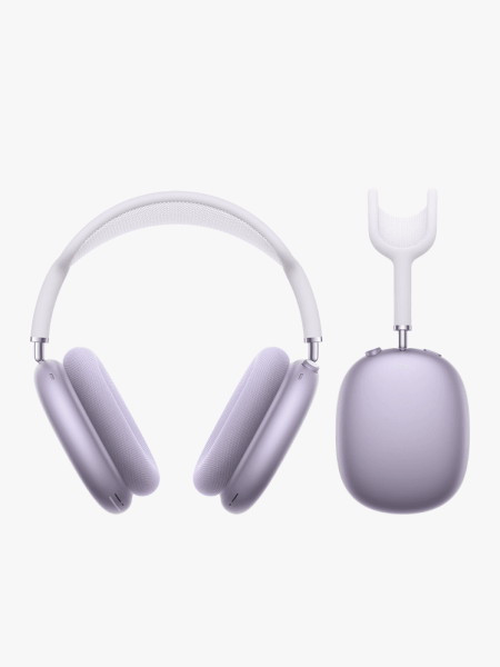 image of purple apple airpod max on gray background